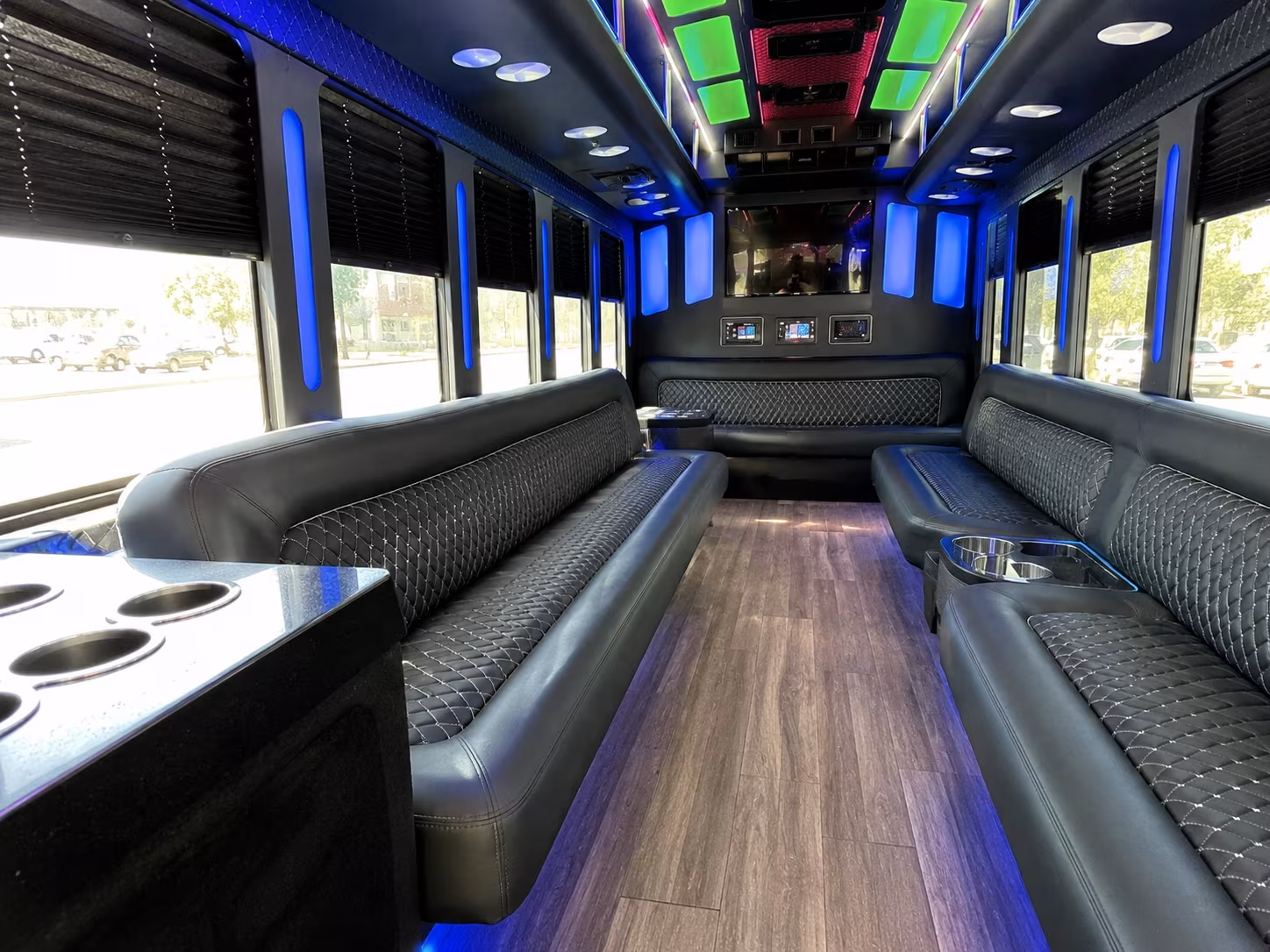 roseville 15 passenger party bus inside