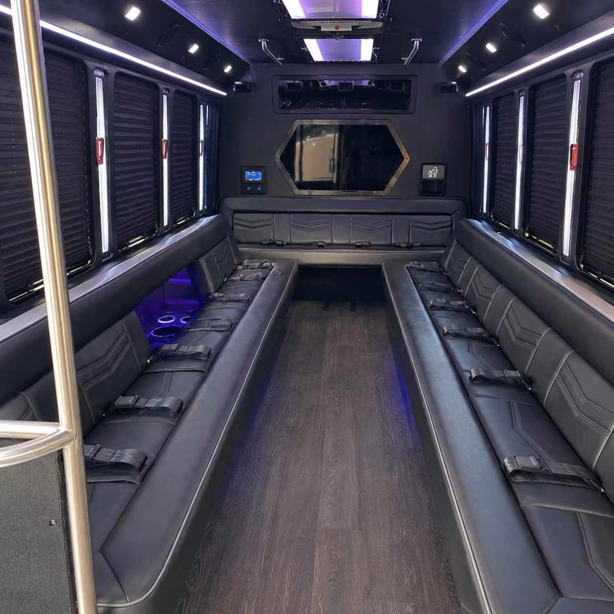roseville 18 passenger party bus interior