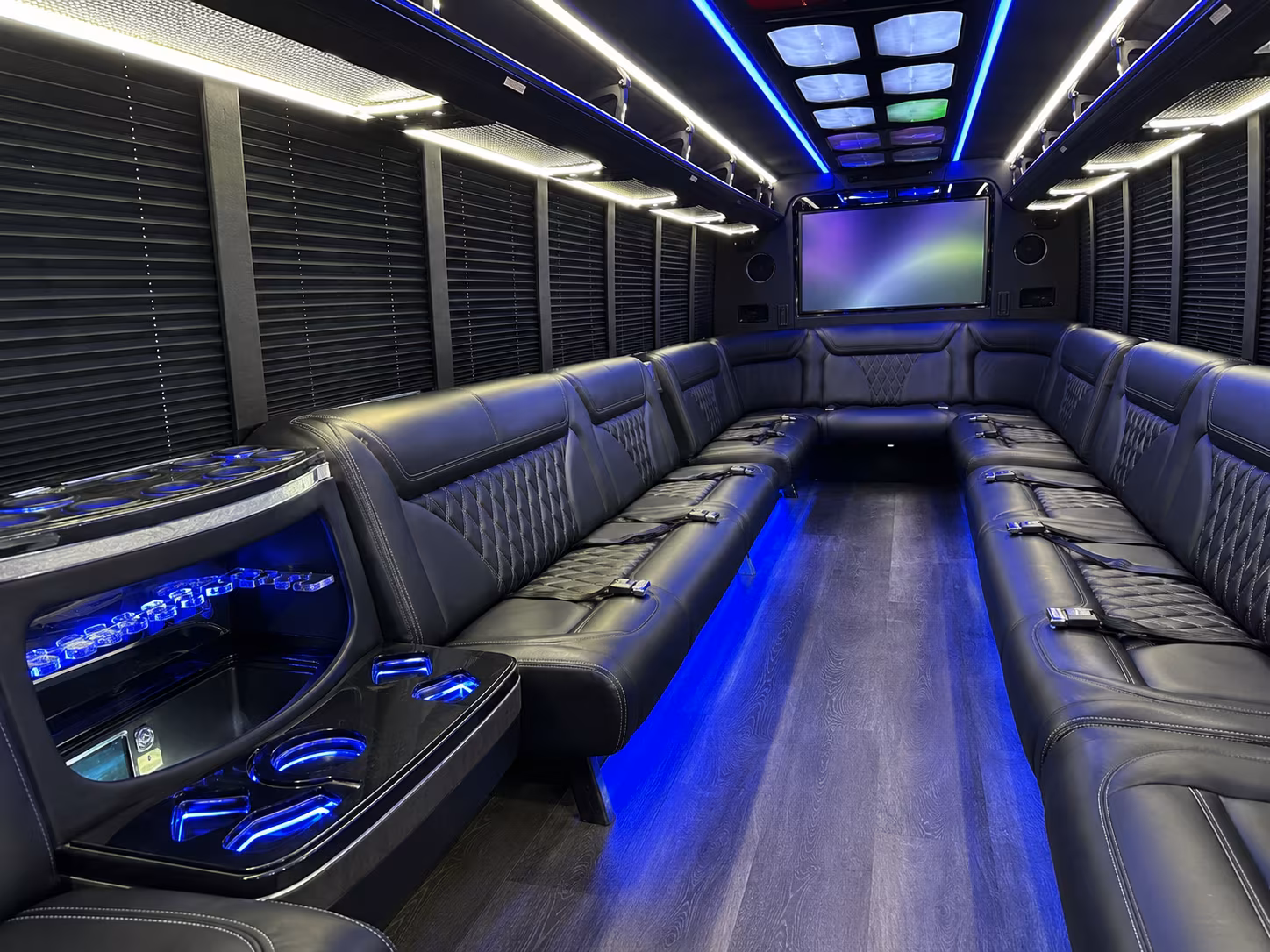 roseville 20 passenger party bus inside