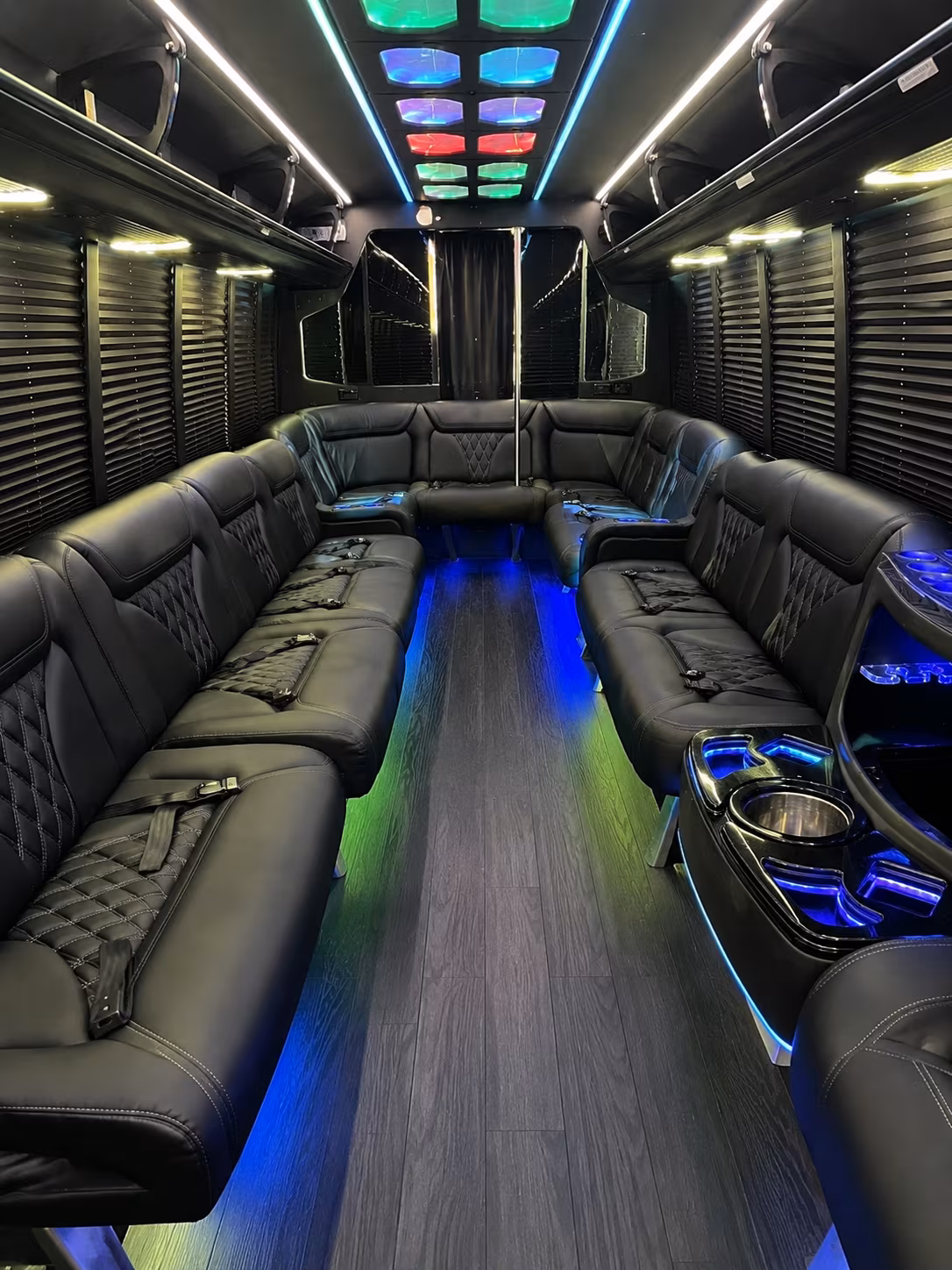 roseville 20 passenger party bus interior