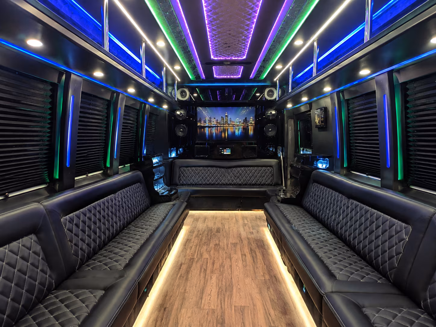 roseville 25 passenger party bus interior