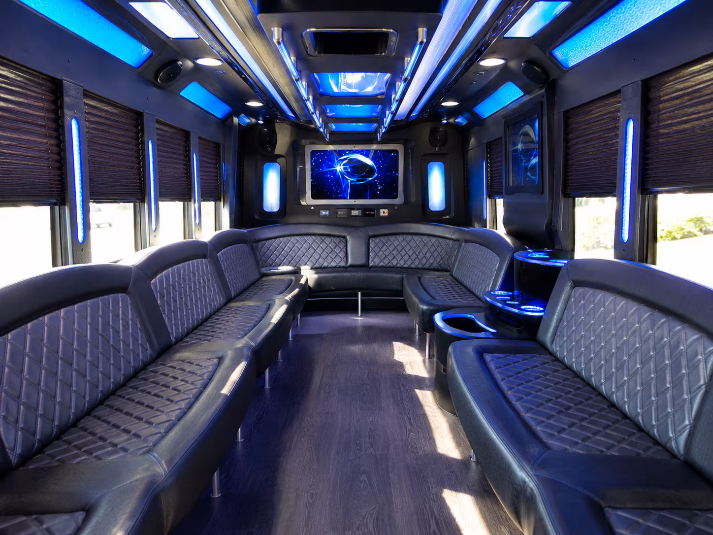 roseville 28 passenger party bus inside