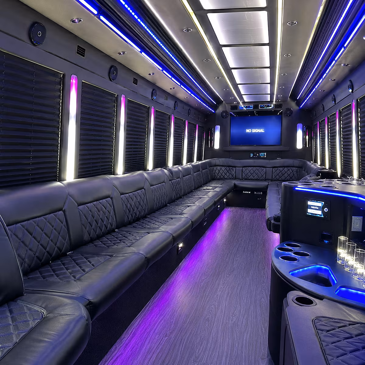 roseville 30 passenger party bus inside