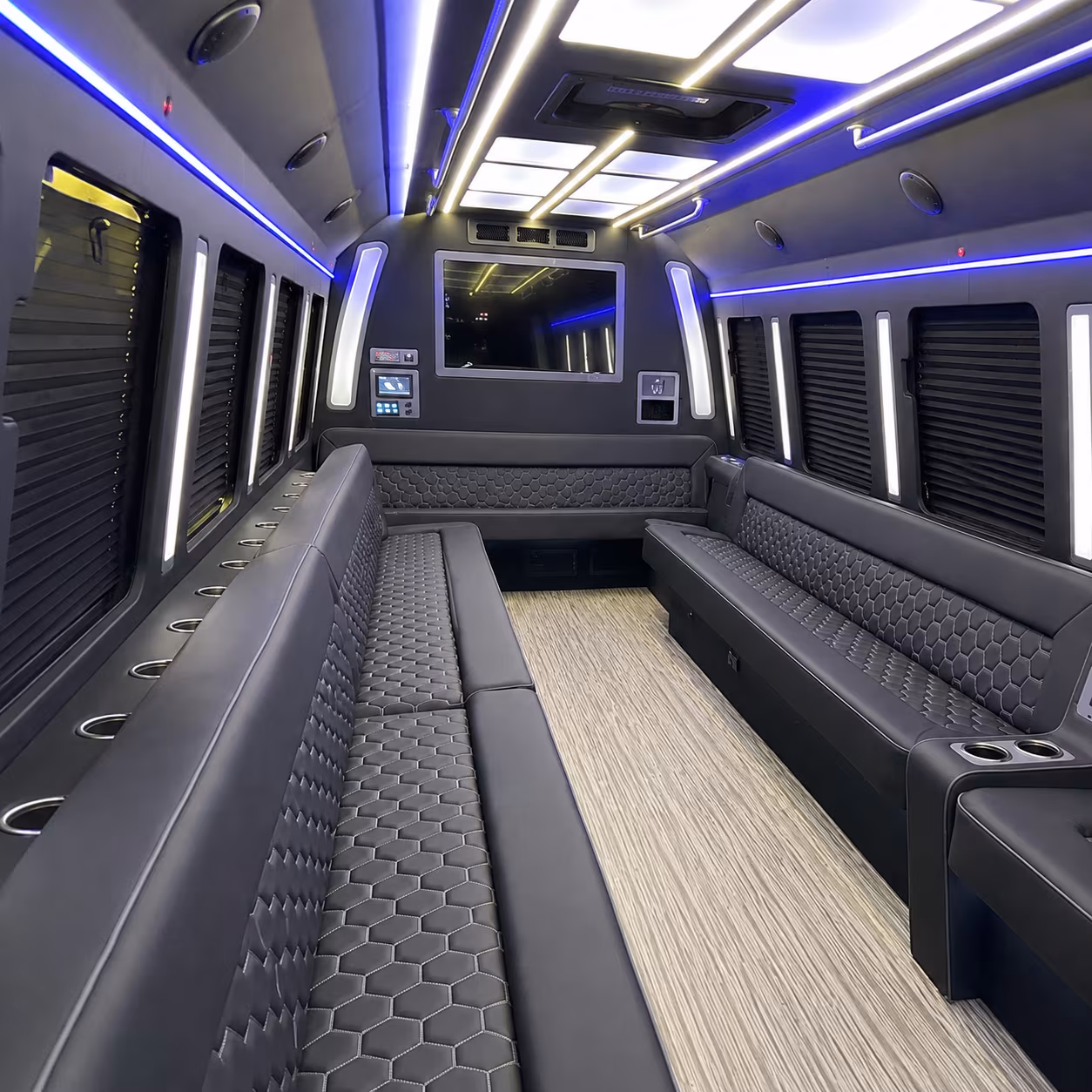 roseville 40 passenger party bus inside