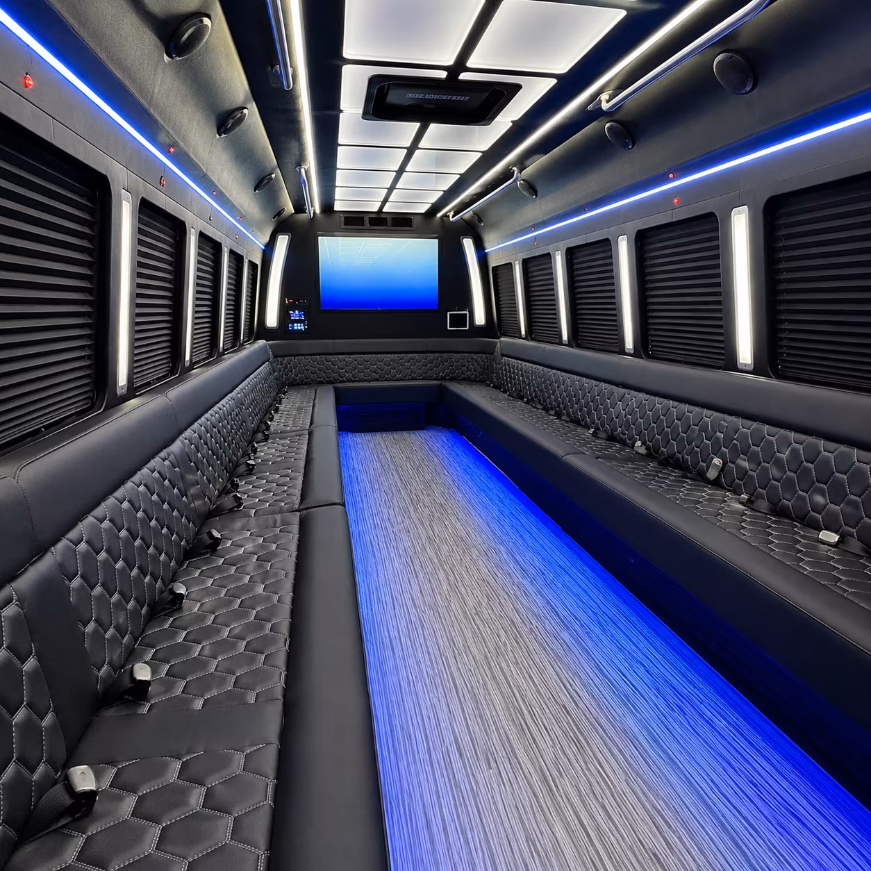 roseville 50 passenger party bus inside