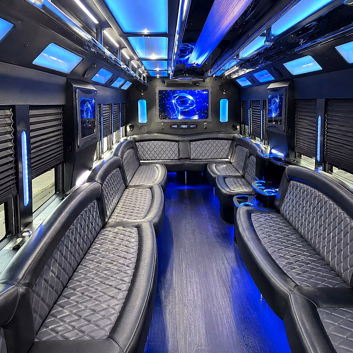 roseville 50 passenger party bus interior